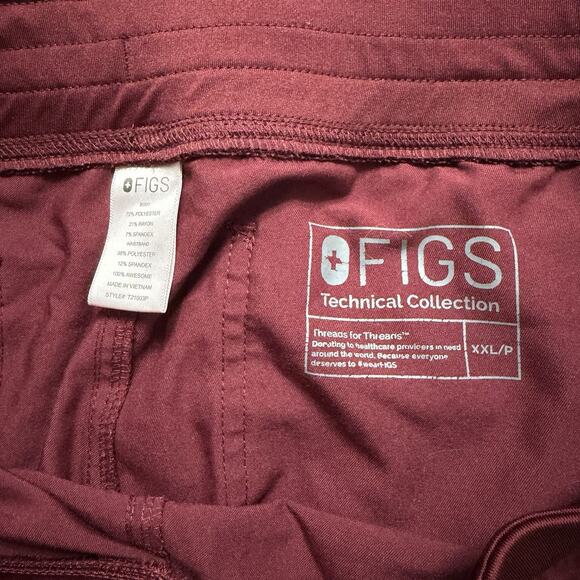 Figs Scrub Pants Womens XXL Burgundy Livingston Basic Bottom Nursing Medical - Picture 5 of 5